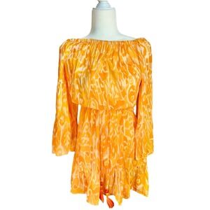 Blue Island Orange Patterned Mini Dress Women's Size Small